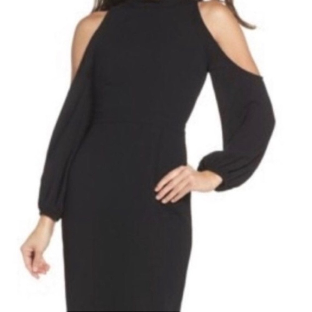 Ali and Jay NWT Power Shoulder Sheat Long Black Cold Shoulder Dress Women’s XS